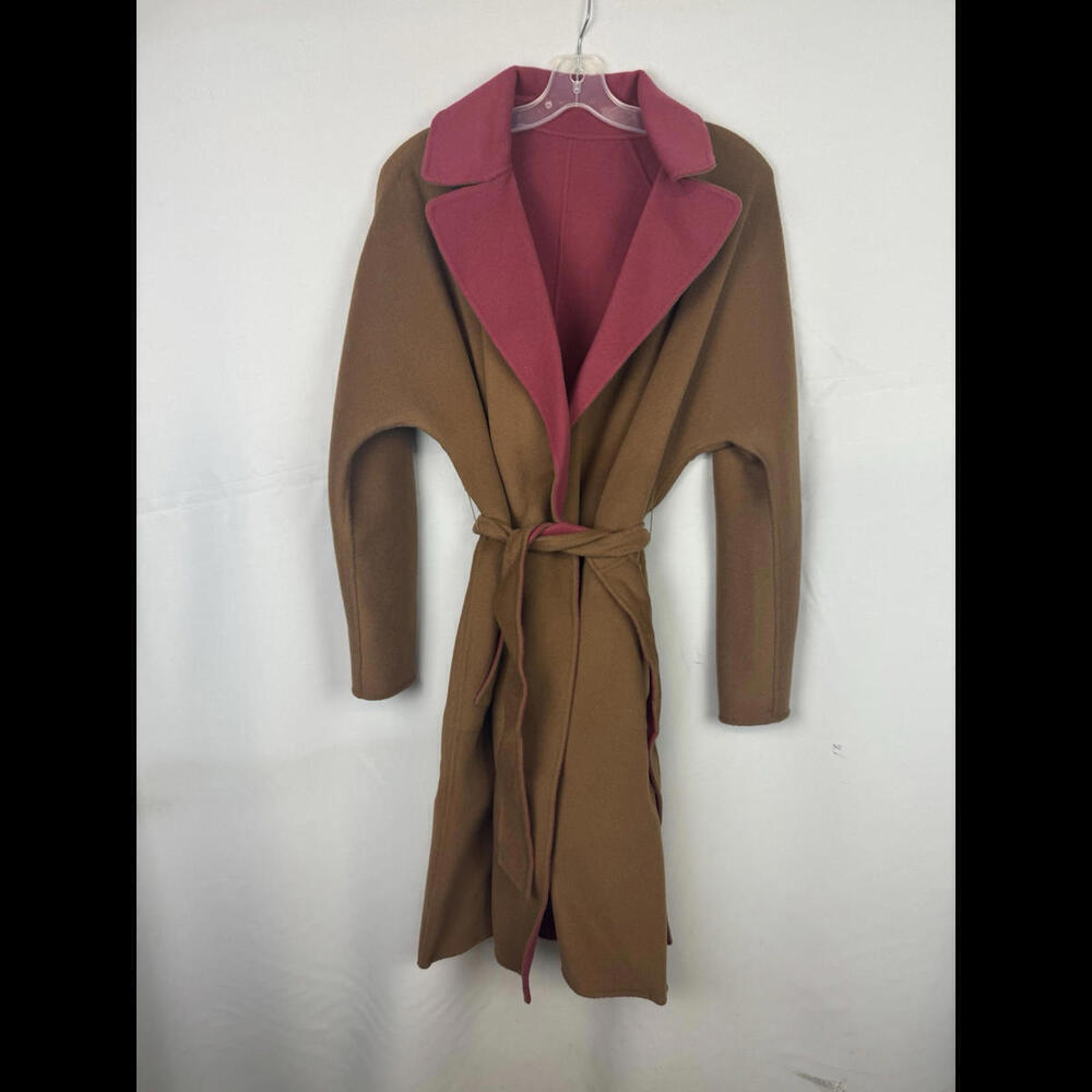 Max Mara Weekend Rail Reversible Belted Coat Virgin Wool Brown/Red Size 6 US